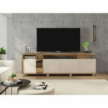 Meuble TV - Jusqu'à 75" - COLUMBUS BURITI - MT-649303 - Blanc/Marron - Garantie: 2 mois - (Crédit)