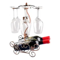 Porte verre et bouteille de vin