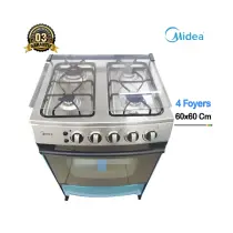 Cuisinière à gaz MIDEA 688X 4 foyers 60x60 en acier inoxydable, idéale pour une cuisine moderne et performante
