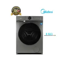 Machine à laver MIDEA 8Kg automatique en gros plan, tambour ouvert.