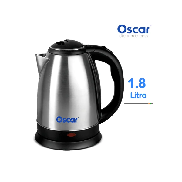 Bouilloire Oscar 1.8L INOX 1500W, design élégant en acier inoxydable.