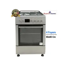 Cuisinière Superflame 60x60 3+1 plaque et grille ele SFKI-6310GAZG inox, vue de face
