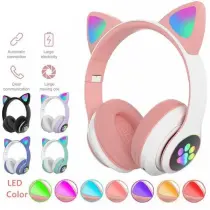 Casque Sans Fil Lumineux Pour Enfant Pliable - CAT EAR - Bluetooth + Carte Memoire Offert