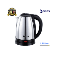 Bouilloire en acier inoxydable Delta DEK-201 de 1,8L posée sur un plan de travail