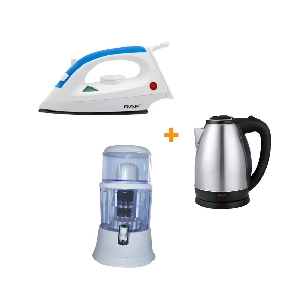 Pack fer à repasser + bouilloire + filtre à eau pour une maison moderne et fonctionnelle
