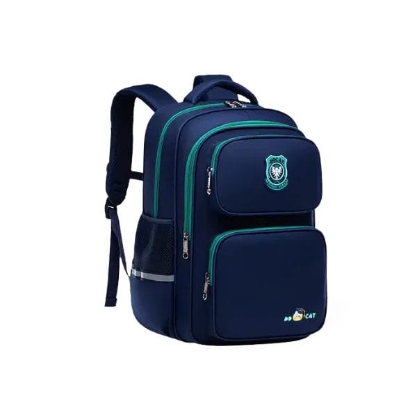 Sac à dos DDCAT pour l'école primaire en bleu marine et vert, idéal pour les élèves du CE2 au CM2