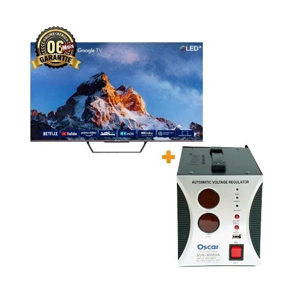 TV Skyworth QLED 75 pouces + régulateur de tension OSCAR 1000VA