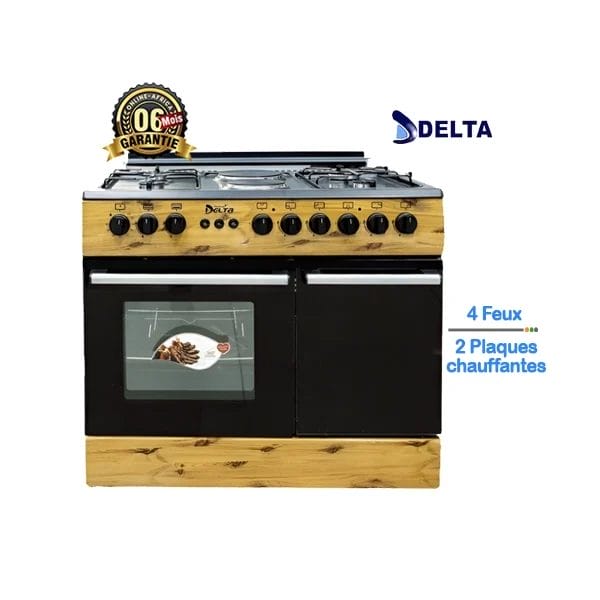 Cuisinière à gaz DELTA SHINE LINE - 4 Feux + 2 Plaques chauffantes