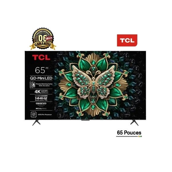 Smart TV TCL 65 pouces QLED 65C6K avec 06 mois de garantie, vue de face